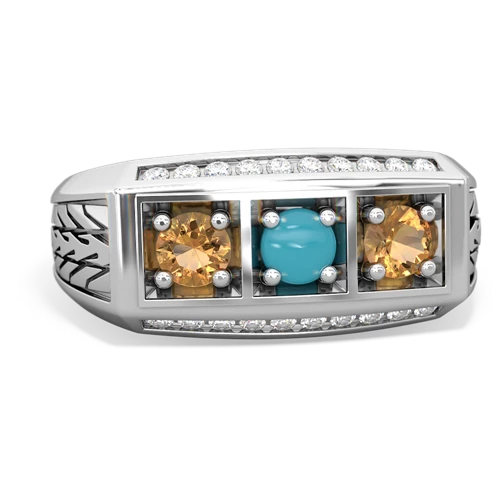 turquoise-citrine three stone ring