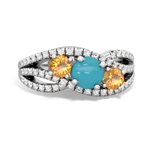 turquoise-citrine three stone pave ring