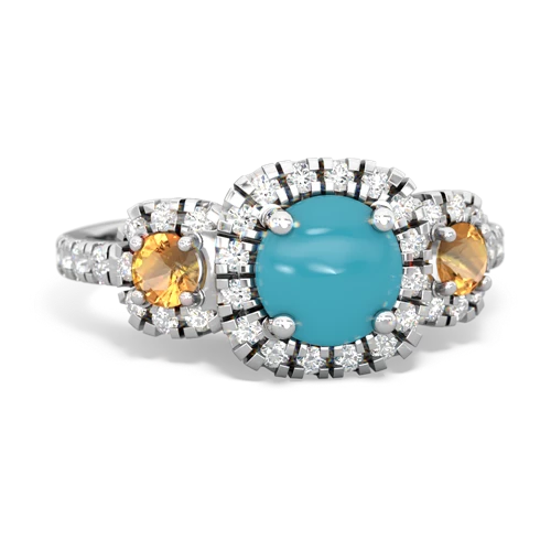 turquoise-citrine three stone regal ring