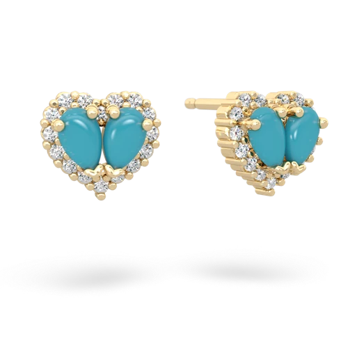 turquoise halo-heart earrings