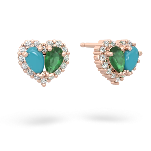 turquoise-emerald halo-heart earrings