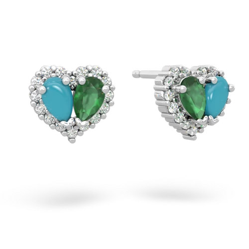 turquoise-emerald halo-heart earrings