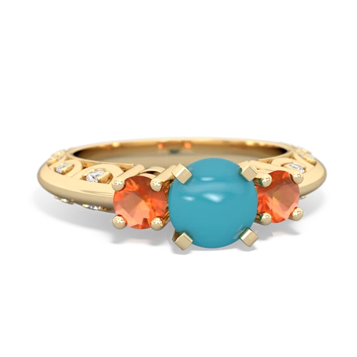 turquoise-fire opal engagement ring