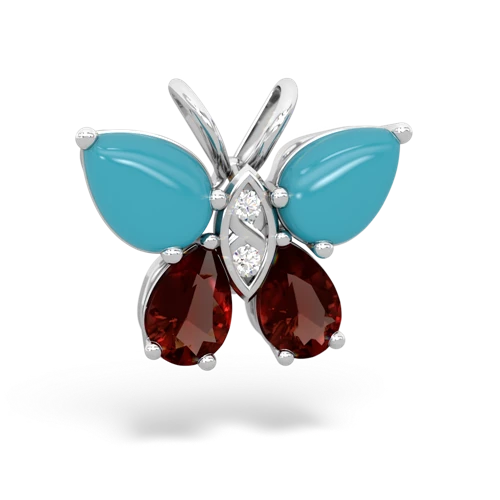 turquoise-garnet butterfly pendant