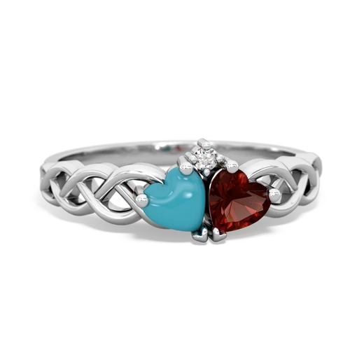 turquoise-garnet celtic braid ring