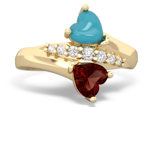 turquoise-garnet modern ring