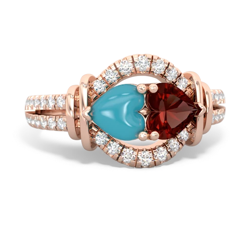 turquoise-garnet pave keepsake ring