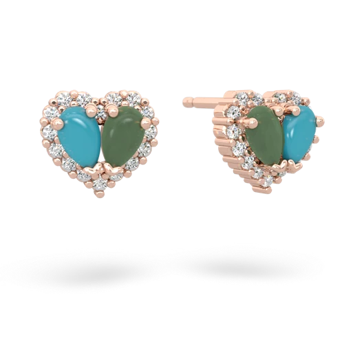 turquoise-jade halo-heart earrings