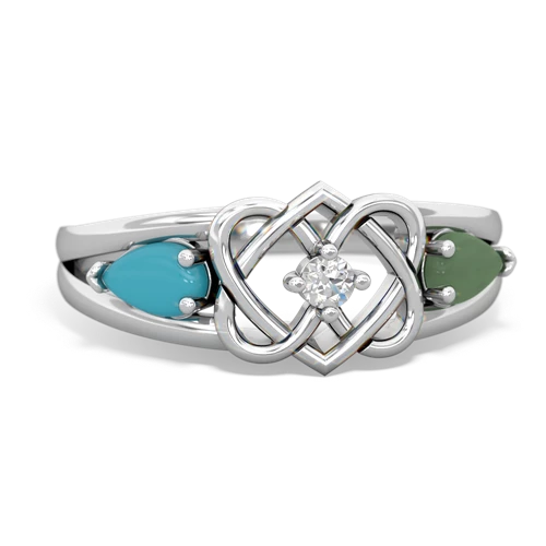 turquoise-jade double heart ring