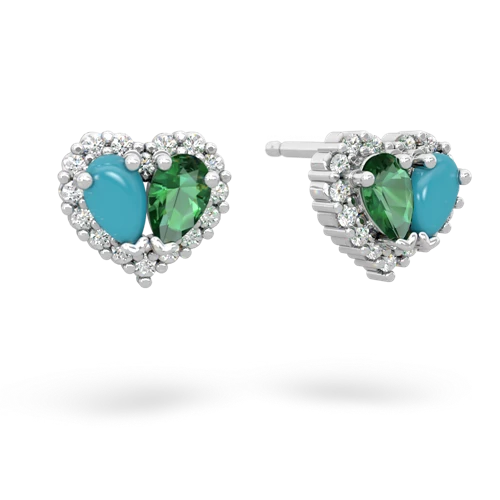 turquoise-lab emerald halo-heart earrings