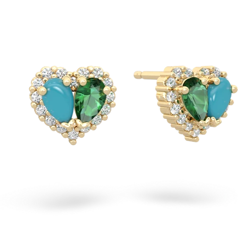 turquoise-lab emerald halo-heart earrings