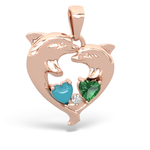 turquoise-lab emerald dolphins pendant