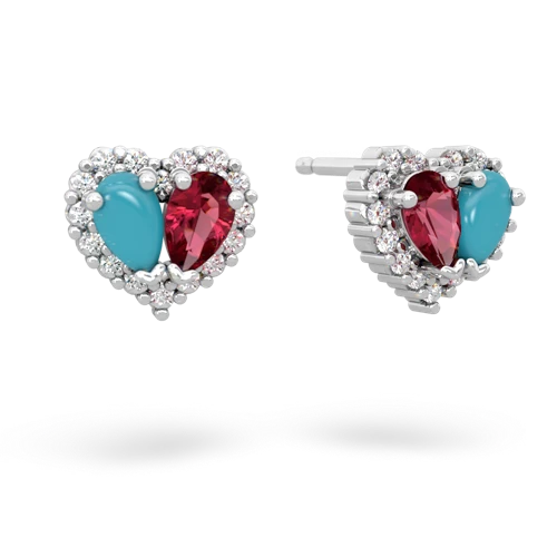 turquoise-lab ruby halo-heart earrings