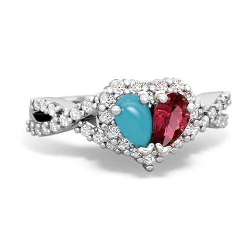 turquoise-lab ruby engagement ring