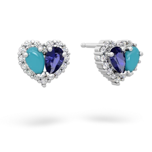 turquoise-lab sapphire halo-heart earrings