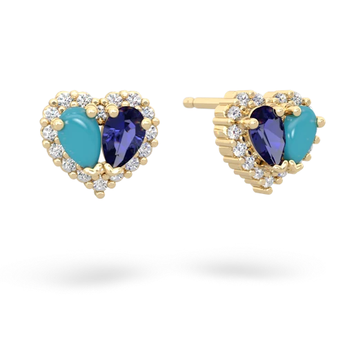 turquoise-lab sapphire halo-heart earrings
