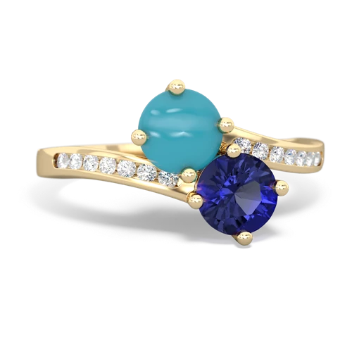 turquoise-lab sapphire two stone channel ring