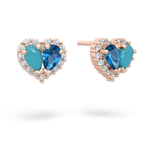 turquoise-london topaz halo-heart earrings