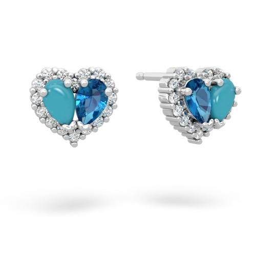 turquoise-london topaz halo-heart earrings