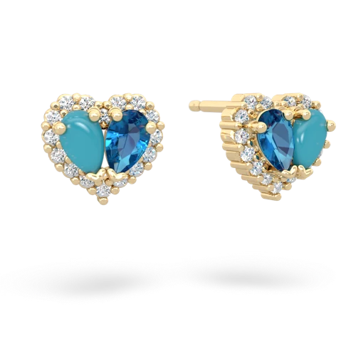 turquoise-london topaz halo-heart earrings