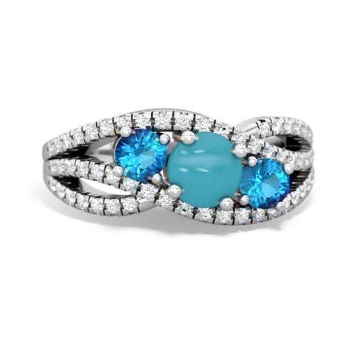 turquoise-london topaz three stone pave ring