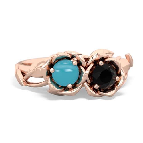 turquoise-onyx roses ring