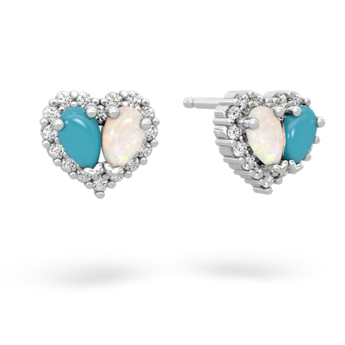 turquoise-opal halo-heart earrings