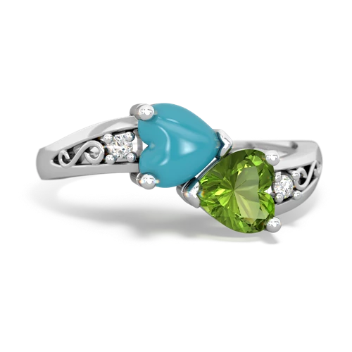 turquoise-peridot filligree ring