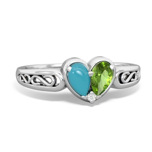 turquoise-peridot filligree ring