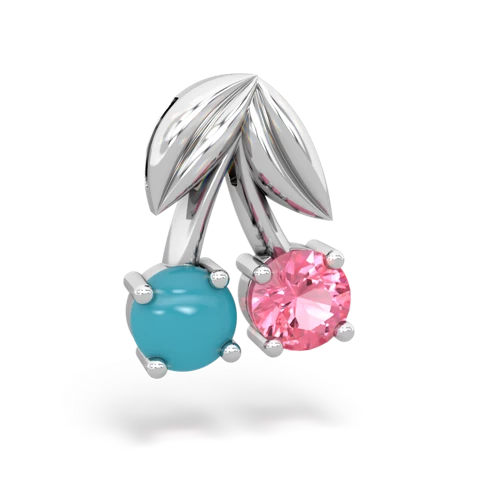 turquoise-pink sapphire cherries pendant