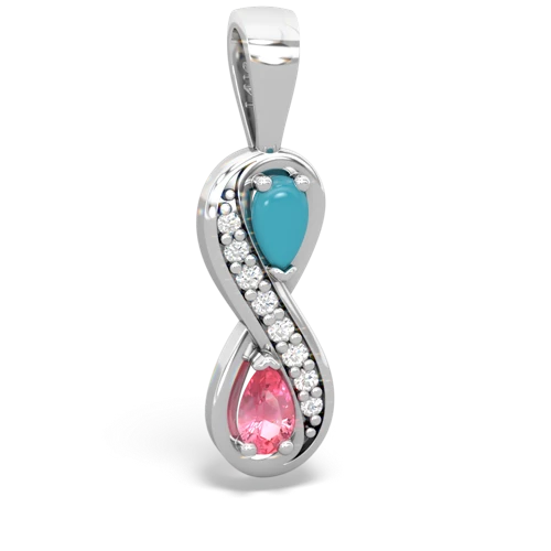 turquoise-pink sapphire keepsake infinity pendant