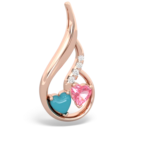 turquoise-pink sapphire keepsake swirl pendant