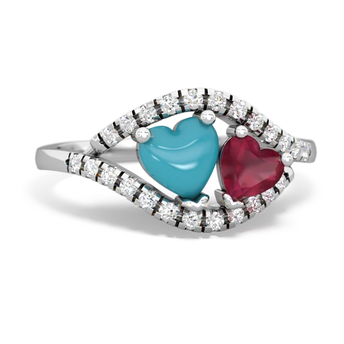 turquoise-ruby mother child ring