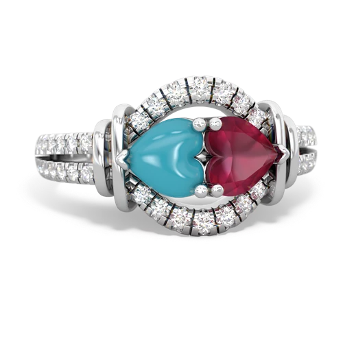 turquoise-ruby pave keepsake ring