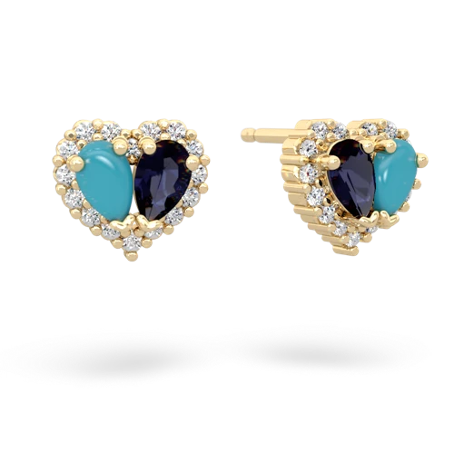 turquoise-sapphire halo-heart earrings