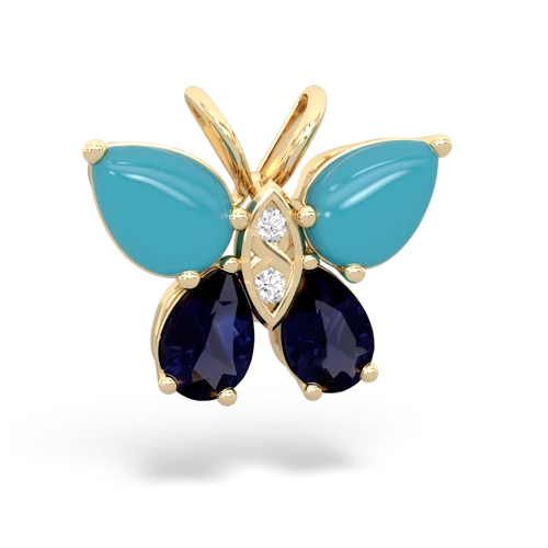 turquoise-sapphire butterfly pendant