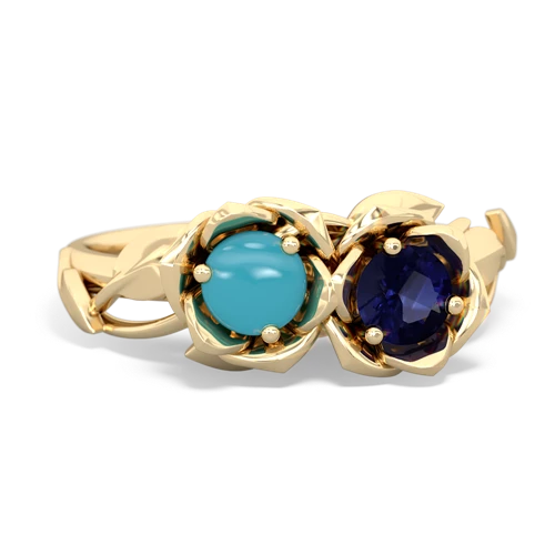 turquoise-sapphire roses ring