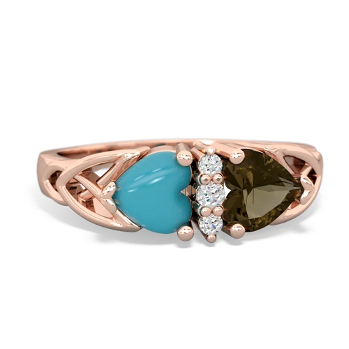 turquoise-smoky quartz celtic ring