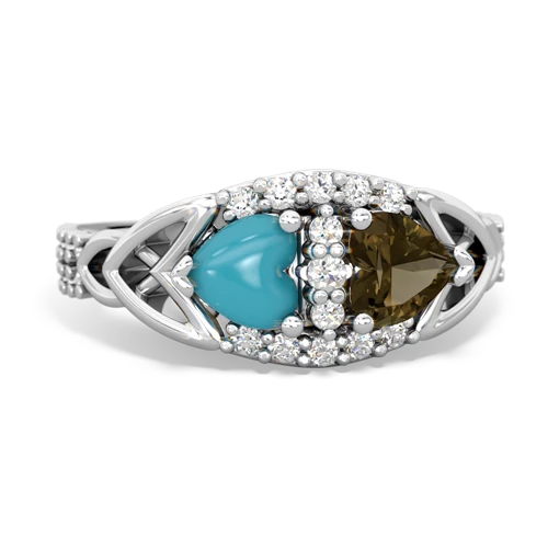 turquoise-smoky quartz keepsake engagement ring