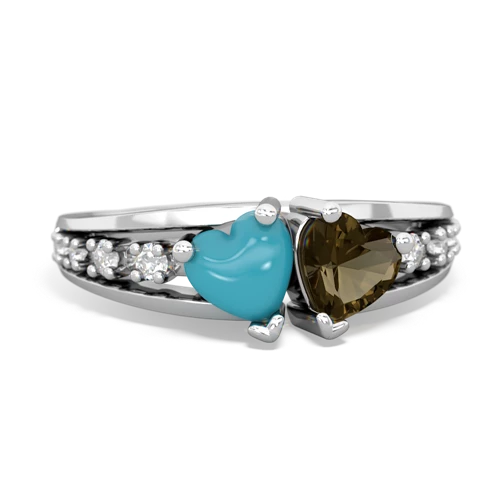 turquoise-smoky quartz modern ring