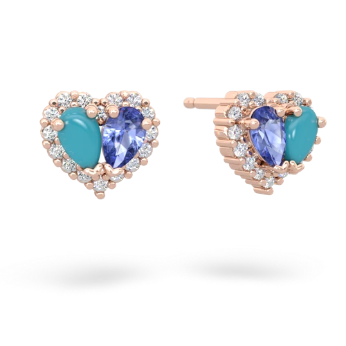 turquoise-tanzanite halo-heart earrings