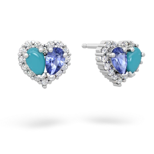turquoise-tanzanite halo-heart earrings