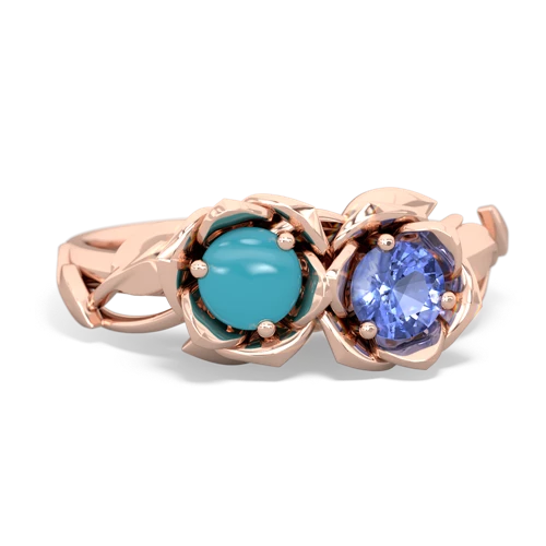 turquoise-tanzanite roses ring