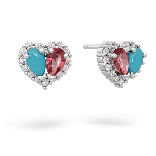turquoise-tourmaline halo-heart earrings