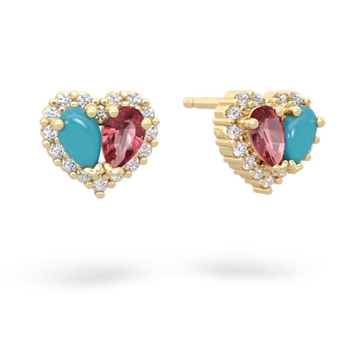 turquoise-tourmaline halo-heart earrings