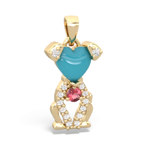 turquoise-tourmaline birthstone puppy pendant