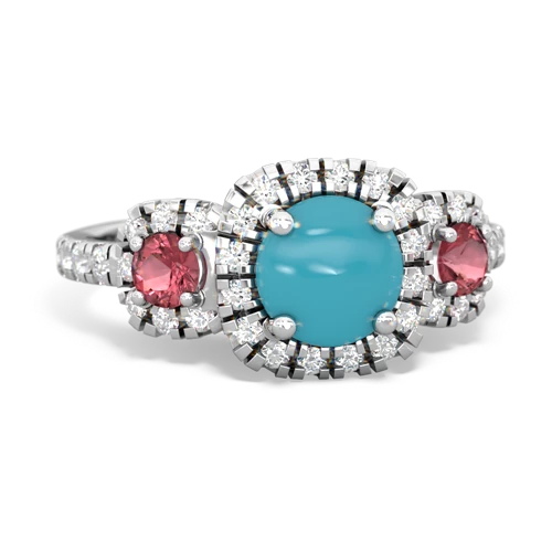 turquoise-tourmaline three stone regal ring