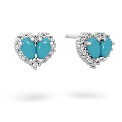 turquoise-turquoise halo-heart earrings