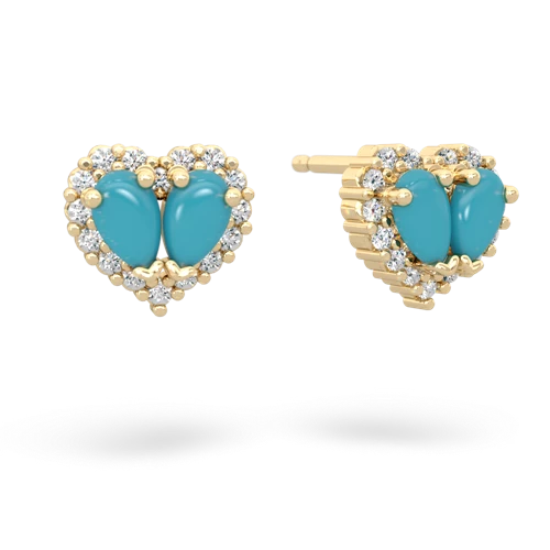turquoise-turquoise halo-heart earrings