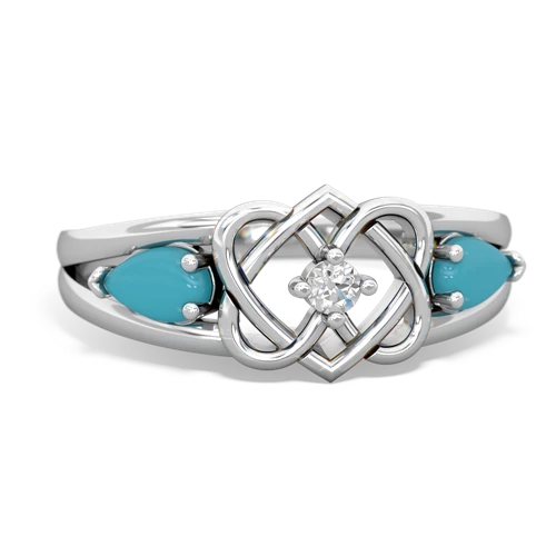 turquoise-turquoise double heart ring